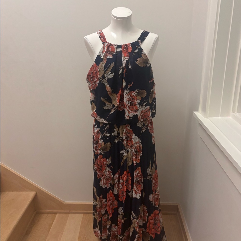 Bisou Bisou Floral Sleeveless Maxi Dress - Black and Red